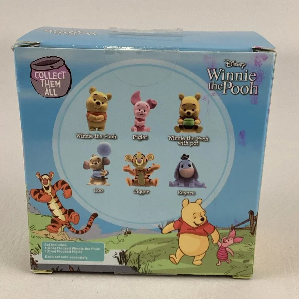 Disney Winnie The Pooh & Friends Collectible Flocked Figures Pooh Bear Piglet - Picture 4 of 7